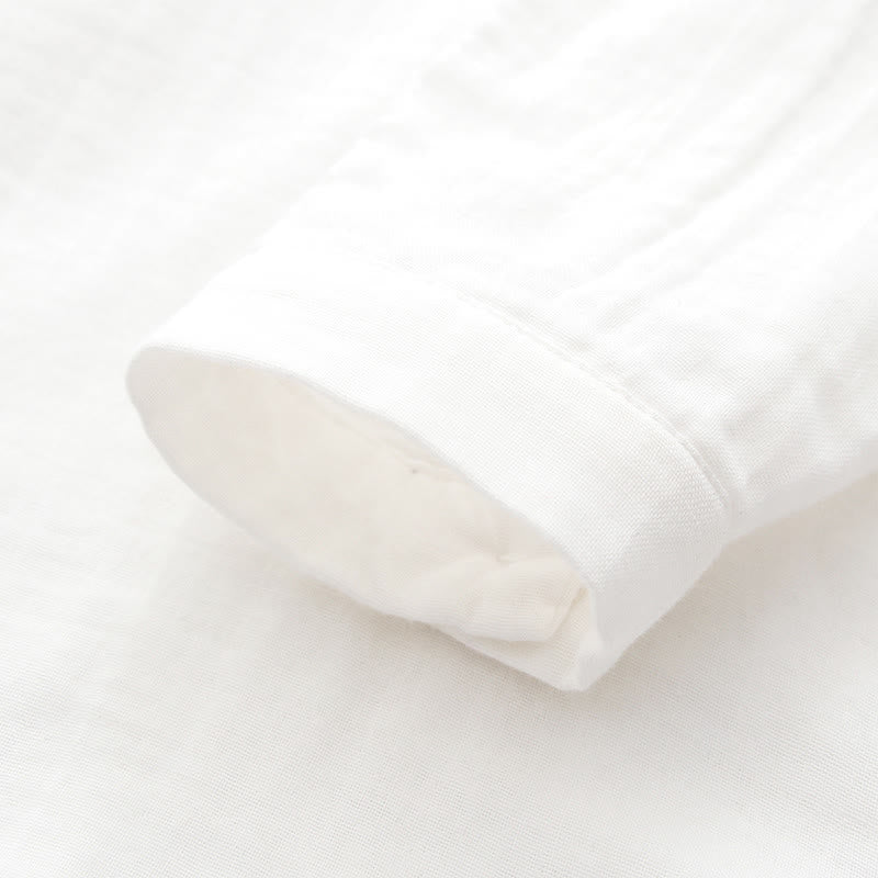 Buddha Stones Fall White Green Grass Buttons Women's Cotton Long Sleeve Shirt - image 11