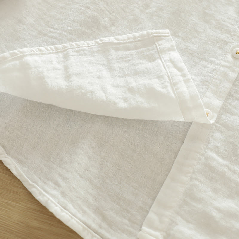 Buddha Stones Fall White Geometric Embroidery Buttons Women's Cotton Long Sleeve Shirt - image 10