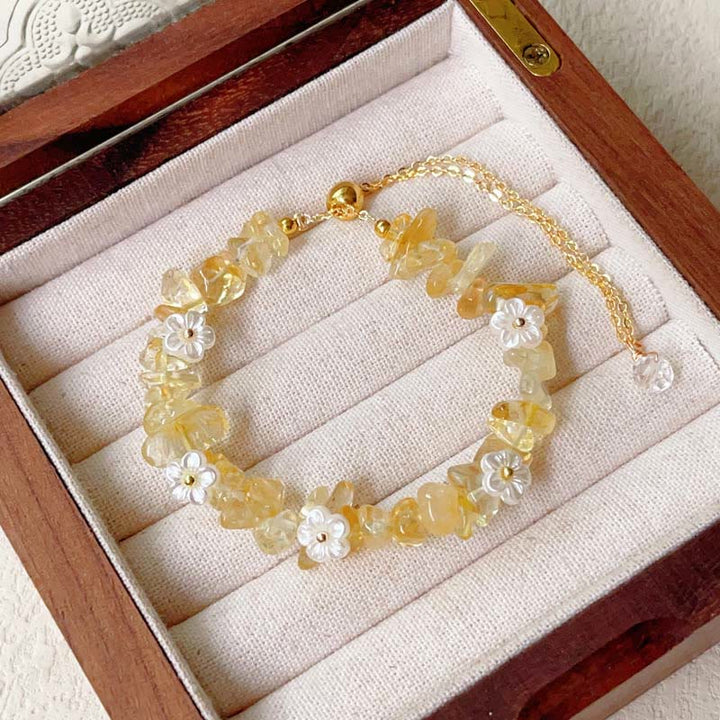 Buddha Stones Irregular Crystal Flower Design Amethyst White Crystal Balance Bracelet - Citrine(Wrist Circumference: 15-19cm) - image 7