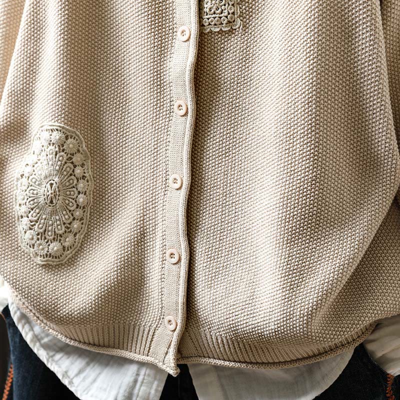 Buddha Stones Fall Floral Buttons Cotton Women's Long Sleeve Knitted Cardigan Sweater - image 21