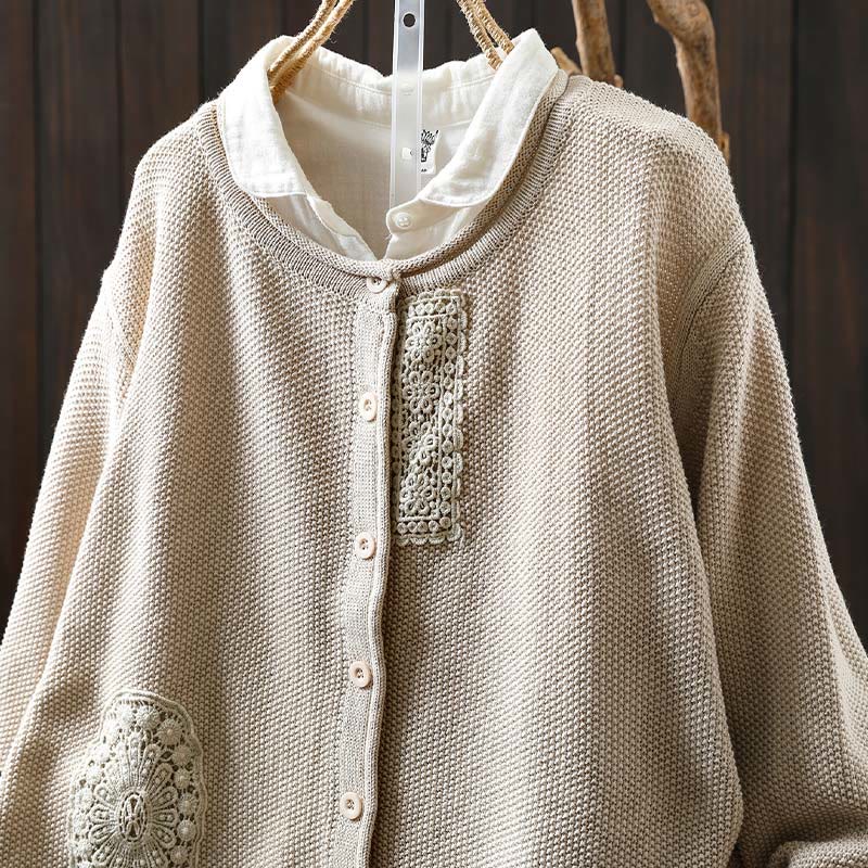Buddha Stones Fall Floral Buttons Cotton Women's Long Sleeve Knitted Cardigan Sweater - image 20