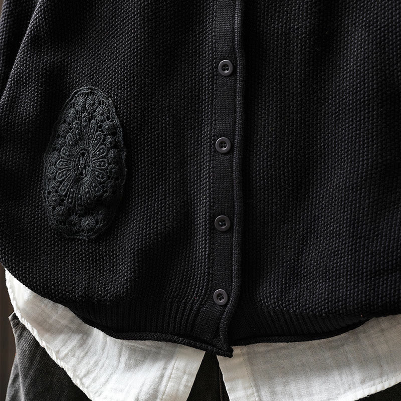 Buddha Stones Fall Floral Buttons Cotton Women's Long Sleeve Knitted Cardigan Sweater - image 30