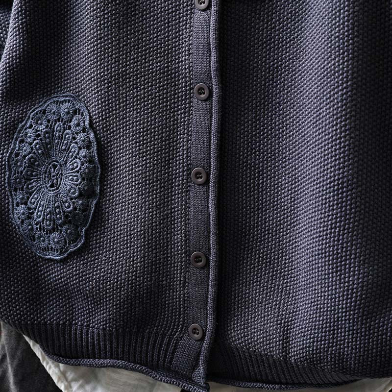 Buddha Stones Fall Floral Buttons Cotton Women's Long Sleeve Knitted Cardigan Sweater - image 27