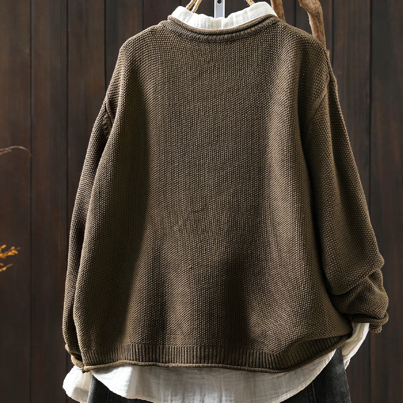 Buddha Stones Fall Floral Buttons Cotton Women's Long Sleeve Knitted Cardigan Sweater - image 4