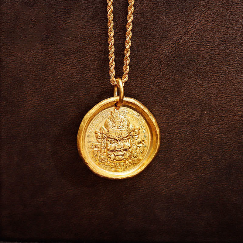 Buddha Stones Yellow Jambhala Copper Wealth Prosperity Chain Pendant Necklace - image 2