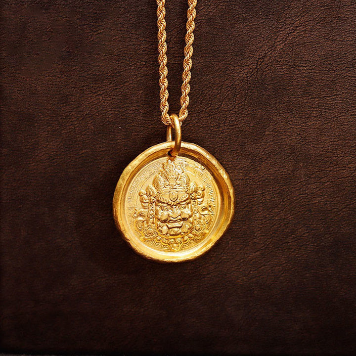 Buddha Stones Yellow Jambhala Copper Wealth Prosperity Chain Pendant Necklace - image 2