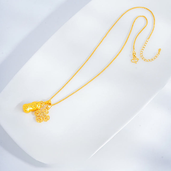 Buddha Stones 24k Gold Plated Brass Pixiu Cross Dorje Vajra Wealth Chain Pendant Necklace - image 2