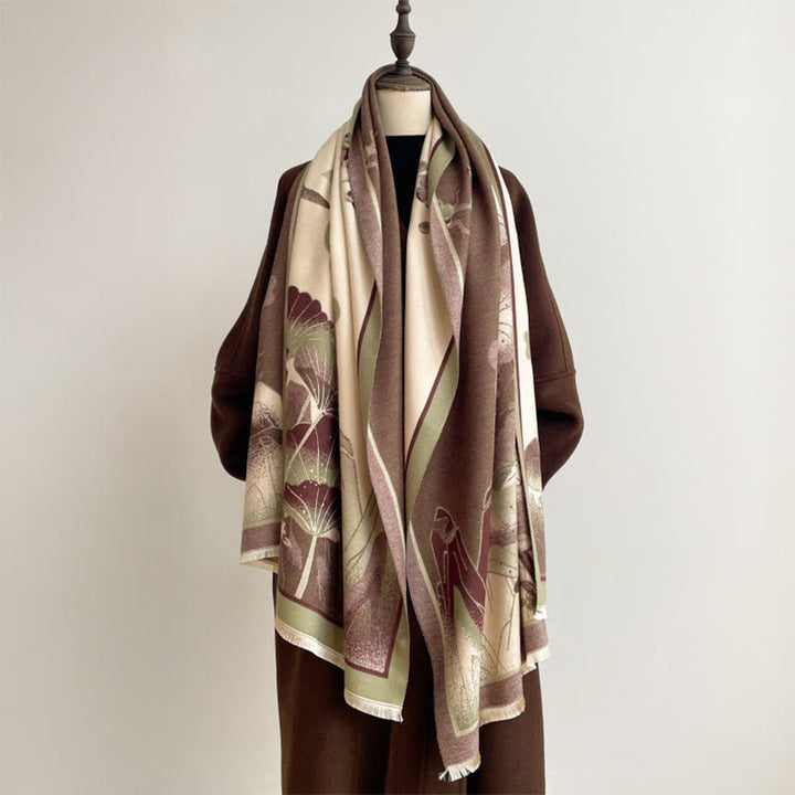 Buddha Stones Winter Mountain Lotus Flowers Leaves Pattern Soft Scarf Shawl - image 5