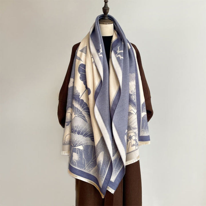 Buddha Stones Winter Mountain Lotus Flowers Leaves Pattern Soft Scarf Shawl - image 7