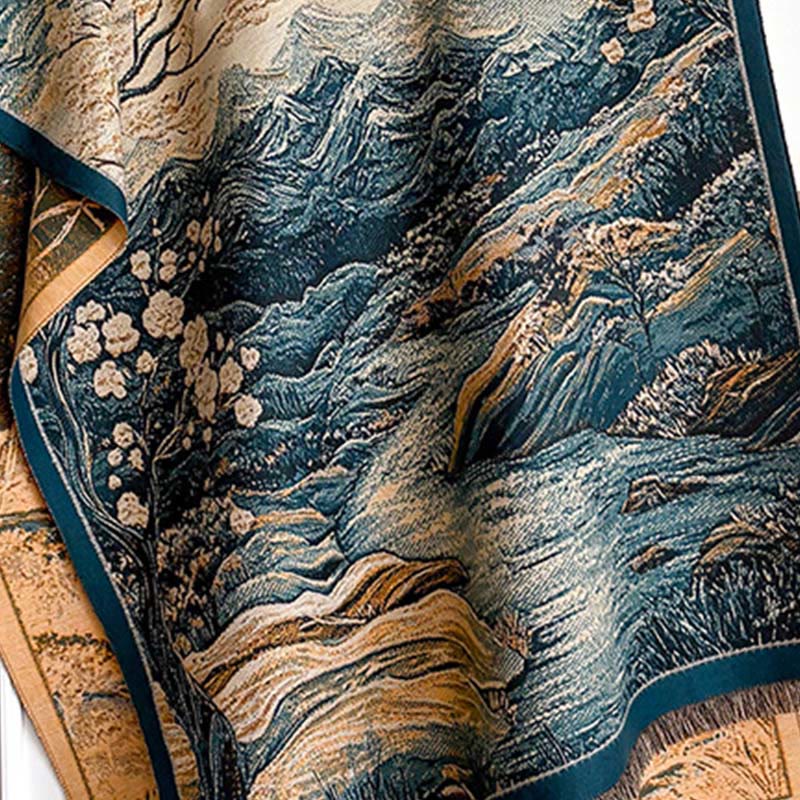 Buddha Stones Winter Gradient Color Warm Hills Trees Pattern Cozy Scarf Shawl - image 4