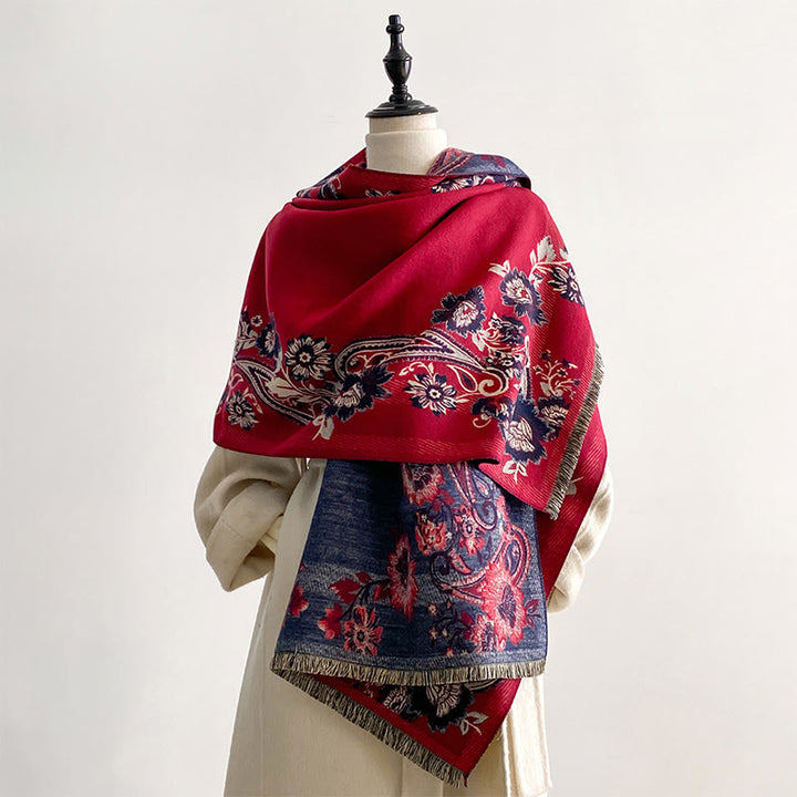 Buddha Stones Fall Cashew Flower Vines Pattern Warm Cozy Scarf Shawl - image 5