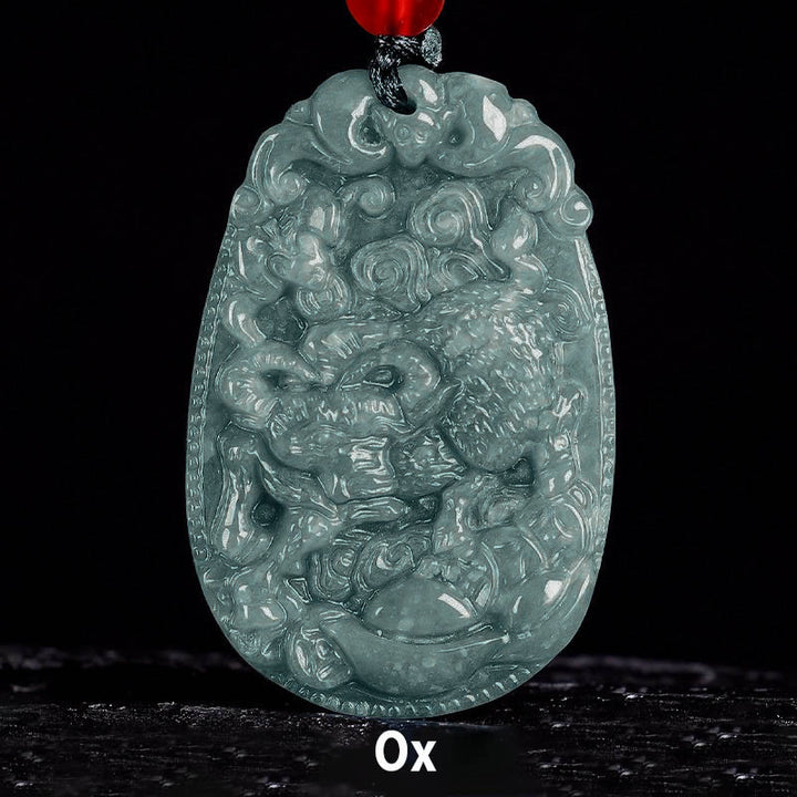 Buddha Stones Chinese Zodiac Jade Year of the Horse Luck Rope Necklace Pendant - Ox - image 11