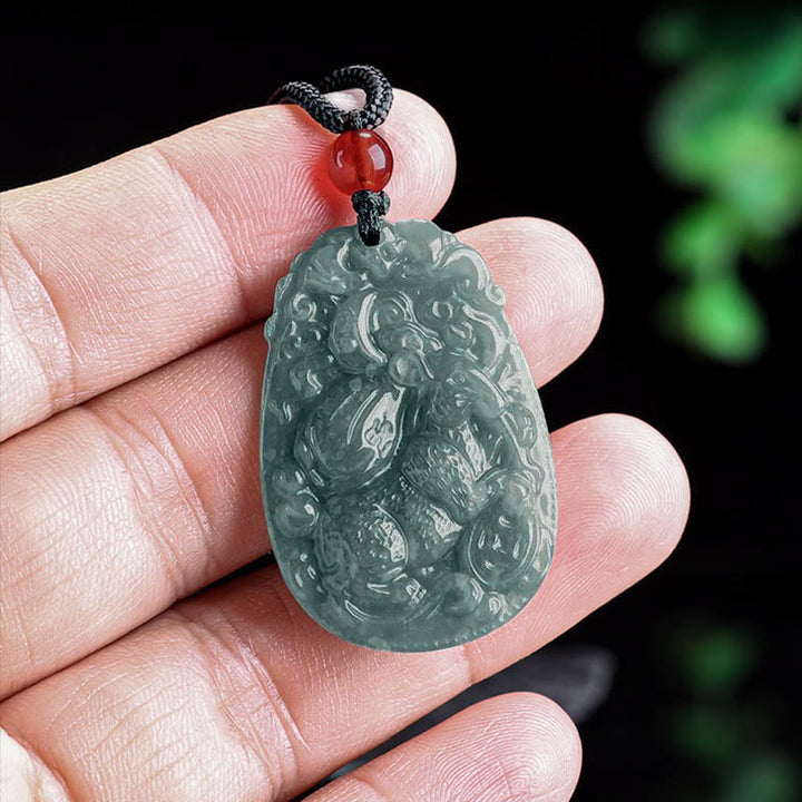 Buddha Stones Chinese Zodiac Jade Year of the Horse Luck Rope Necklace Pendant - image 9
