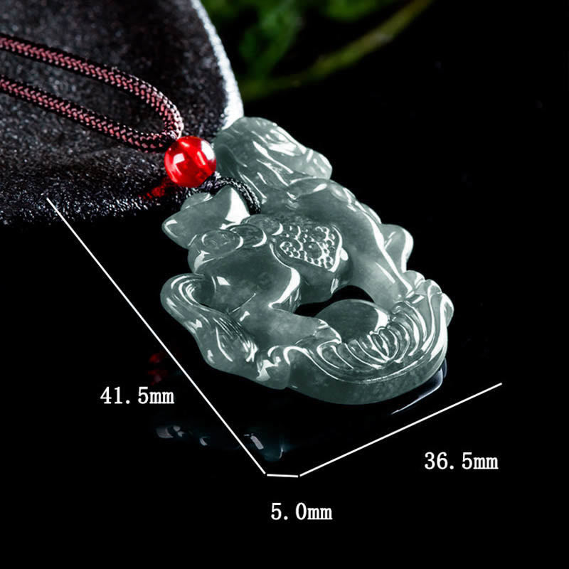 Buddha Stones Year of the Horse Jade Ingot Luck Prosperity Rope Necklace Pendant - image 9