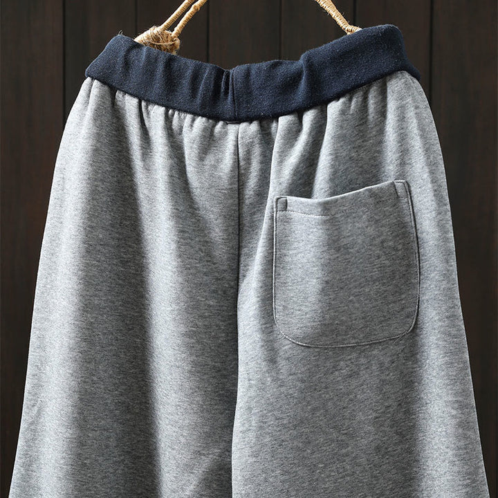 Buddha Stones Fall Solid Color-Blocked Women's Cotton Pants With Pockets - image 5