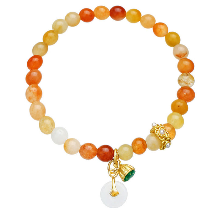 Buddha Stones Peace Buckle Golden Silk Jade Ward Off Evil Spirits Bracelet - image 3