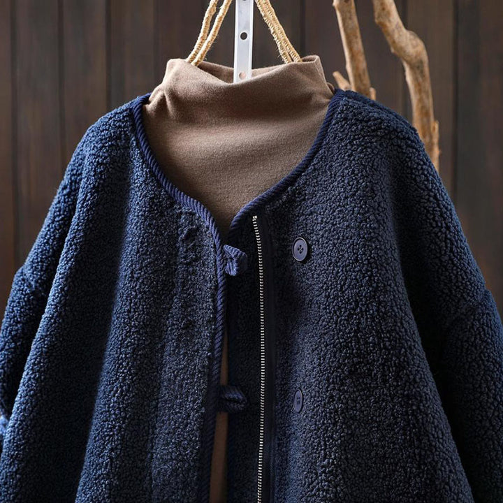 Buddha Stones Winter Zipper Buttons Long Sleeve Thermal Warm Cotton Women's Jacket With Pockets - image 5