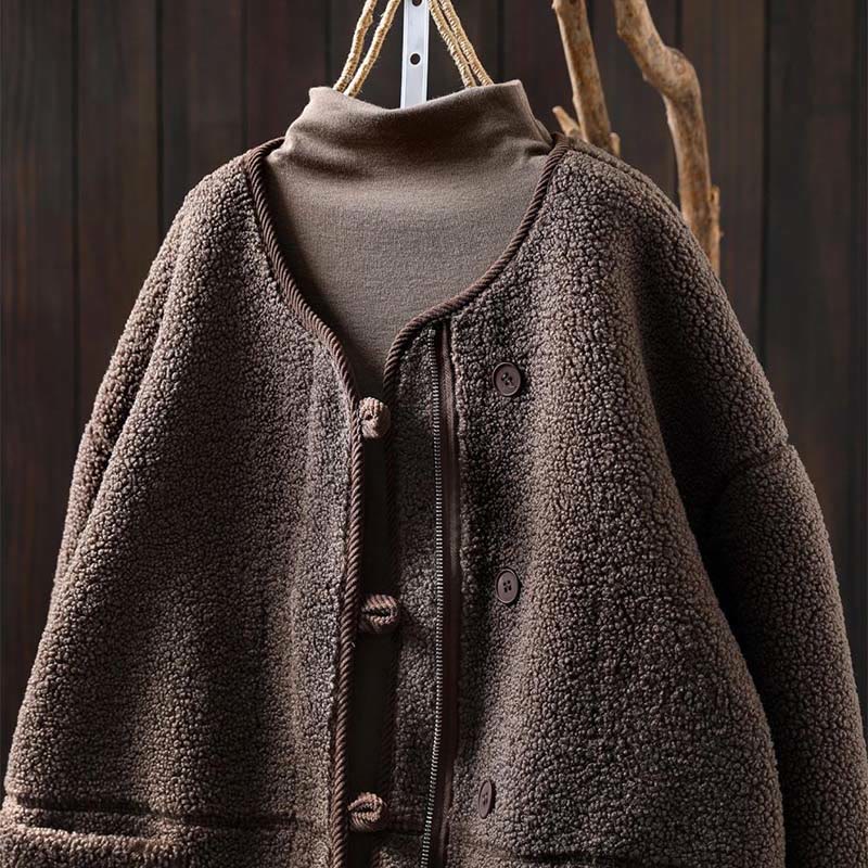 Buddha Stones Winter Zipper Buttons Long Sleeve Thermal Warm Cotton Women's Jacket With Pockets - image 22