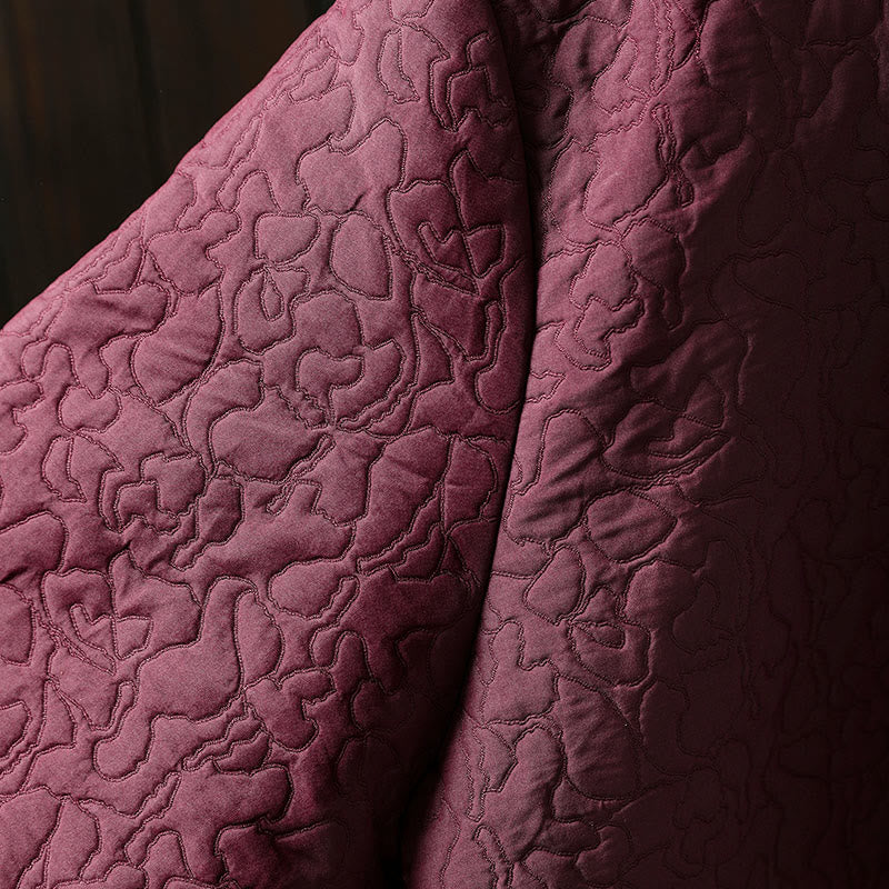 Buddha Stones Fall Buttons Long Sleeve Mid-length Jacquard Cotton Women's Jacket With Pockets - image 4