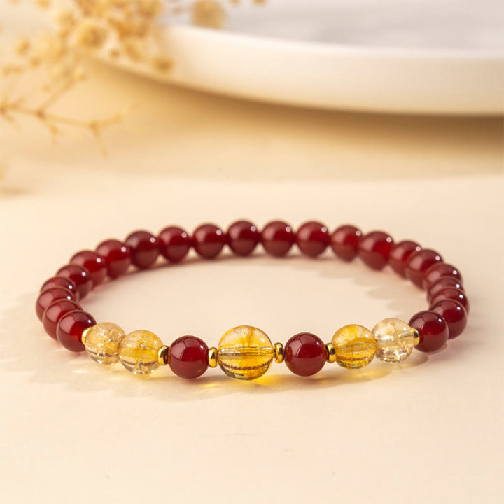 Buddha Stones Red Agate Citrine Confidence Pleasure Bracelet - Red Agate Citrine(Wrist Circumference: 15-16cm) - image 0