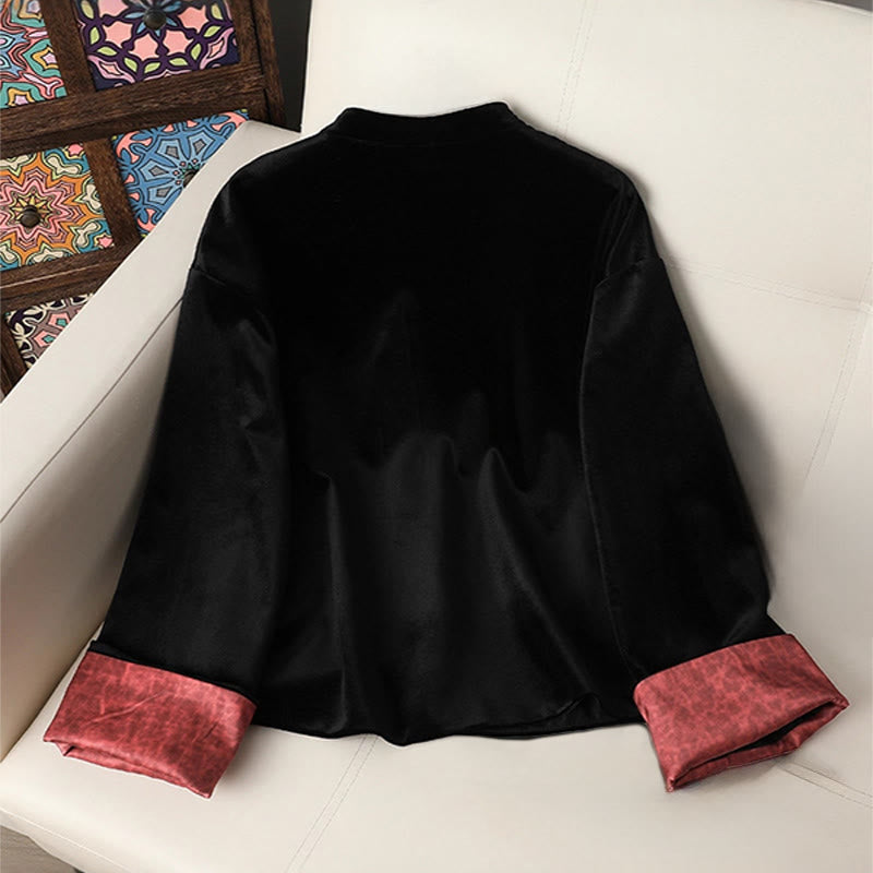 Buddha Stones Hanging Flower Design Women's Long Sleeve Thickened Jacket  - image 1