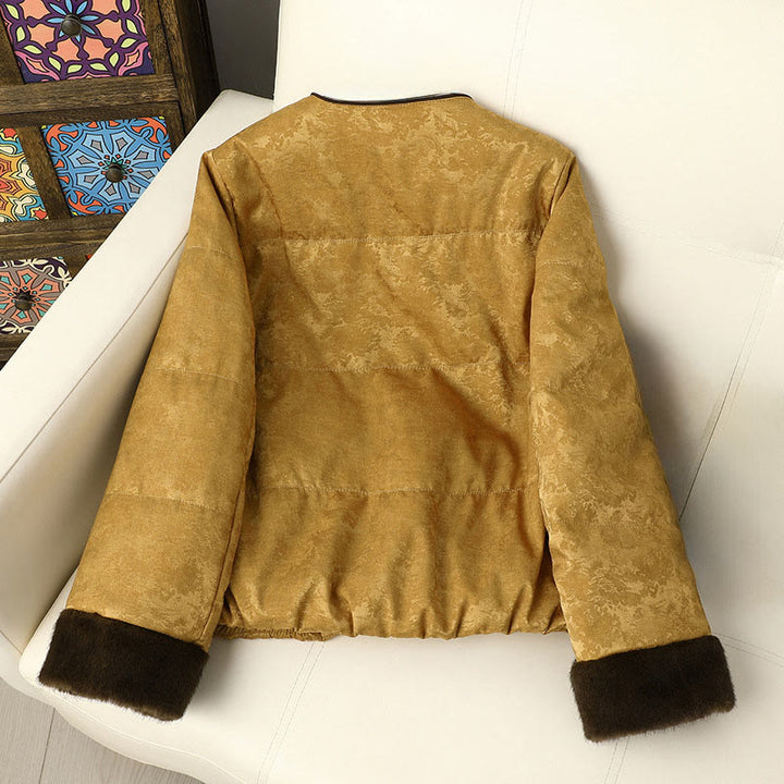 Buddha Stones Frog-button Dark Pattern Jacquard Women's Long Sleeve Thickened Jacket With Pockets - image 1