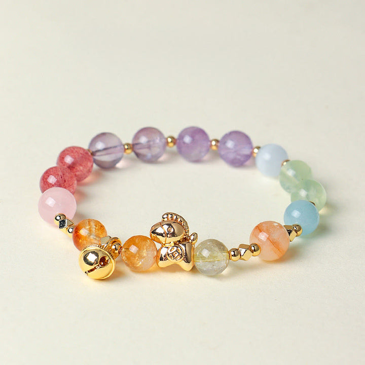 Buddha Stones Year Of The Horse Citrine Amethyst Various Crystals Protection Bracelet - Crystal(Wrist Circumference: 14-15cm) - image 0