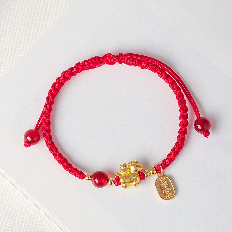 Buddha Stones 999 Sterling Silver Year Of The Horse Peaceful And Rich Success String Bracelet - image 1