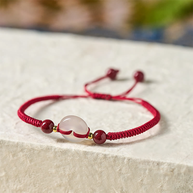 Buddha Stones Peace Buckle White Agate Flat Knot Diamond Knot Red String Connection Bracelet - image 13