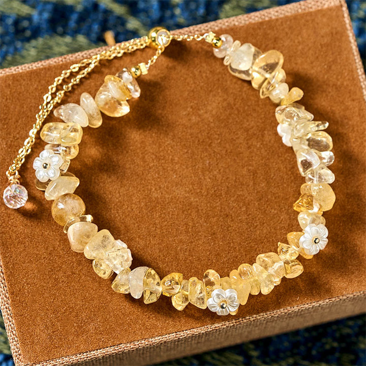 Buddha Stones Irregular Crystal Flower Design Amethyst White Crystal Balance Bracelet - Citrine(Wrist Circumference: 15-19cm) - image 25