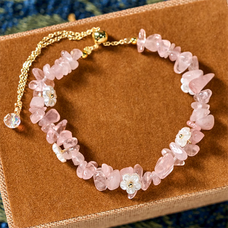 Buddha Stones Irregular Crystal Flower Design Amethyst White Crystal Balance Bracelet - Pink Crystal(Wrist Circumference: 15-19cm) - image 33