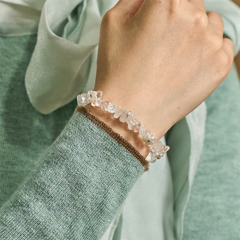 Buddha Stones Irregular Crystal Flower Design Amethyst White Crystal Balance Bracelet - image 14