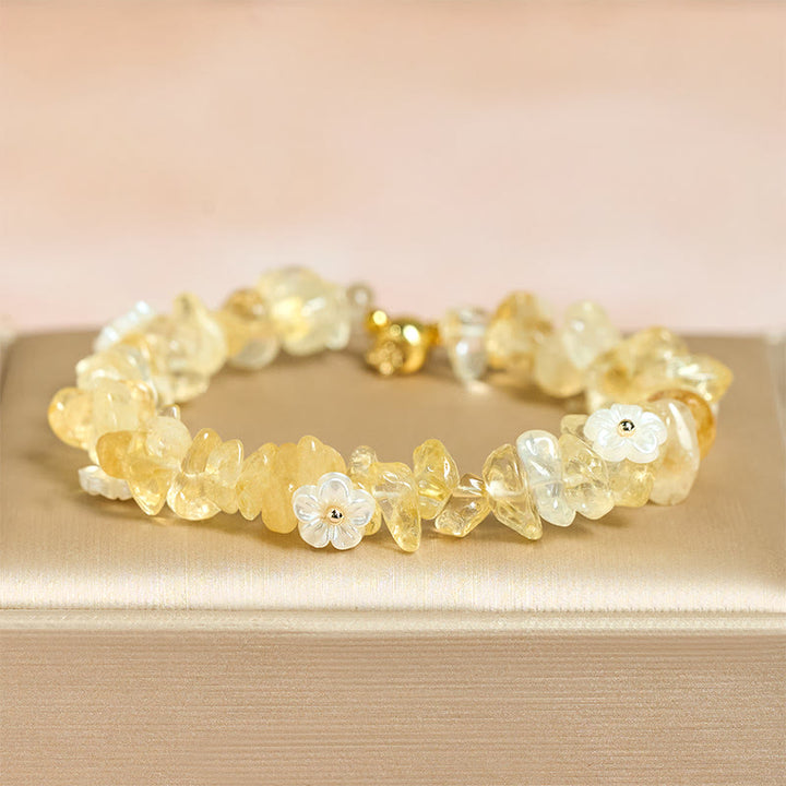 Buddha Stones Irregular Crystal Flower Design Amethyst White Crystal Balance Bracelet - image 26