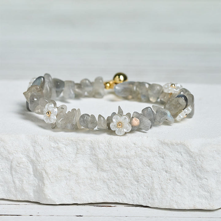 Buddha Stones Irregular Crystal Flower Design Amethyst White Crystal Balance Bracelet - image 21