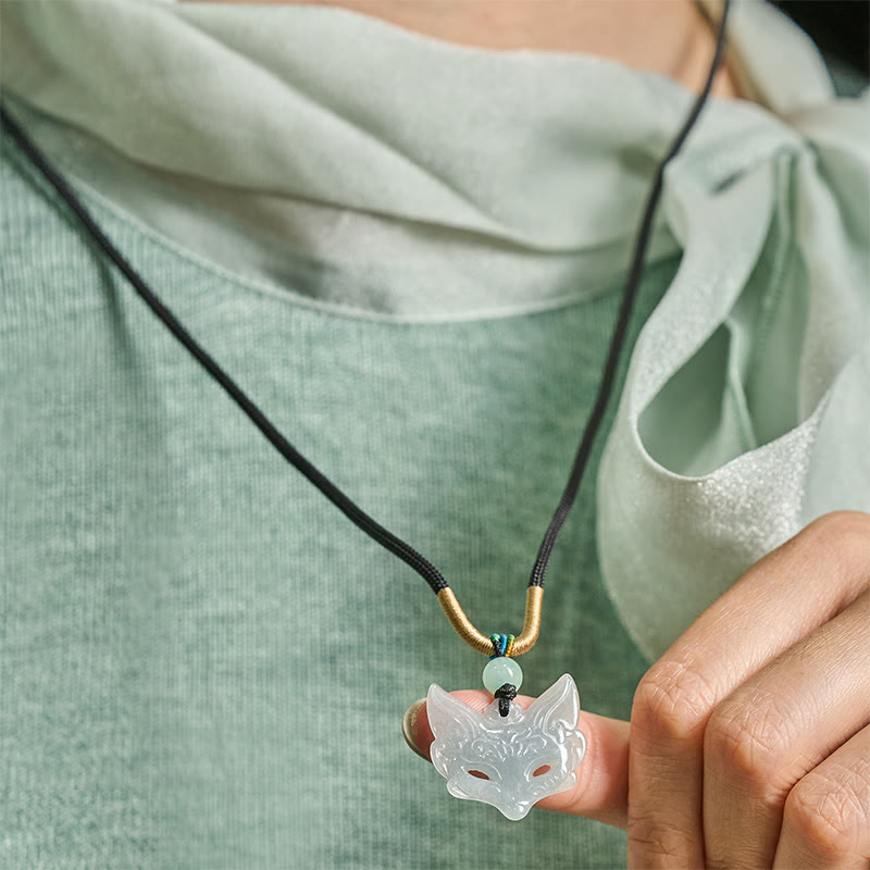 Buddha Stones Fox Mask Prosperity Luck Rope Necklace Pendant - image 5