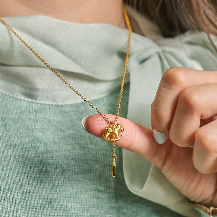 Buddha Stones Year Of The Horse 24k Gold Plated Copper Peaceful Necklace Pendant - image 5