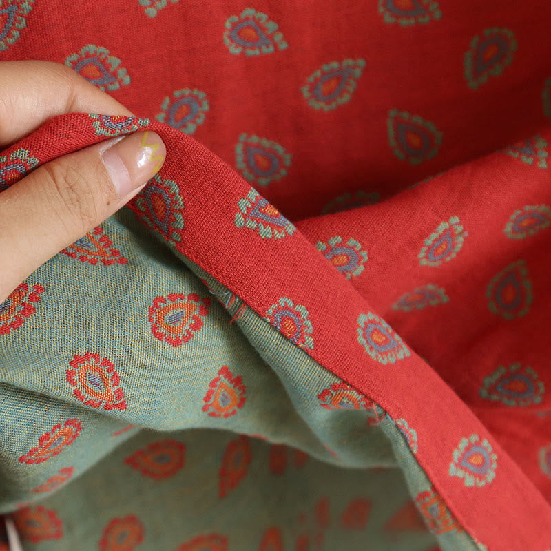 Buddha Stones 2pcs Colorful Floral Long Sleeve Frog-Button Shirt Pants With Pockets Pure Cotton Set  - image 17