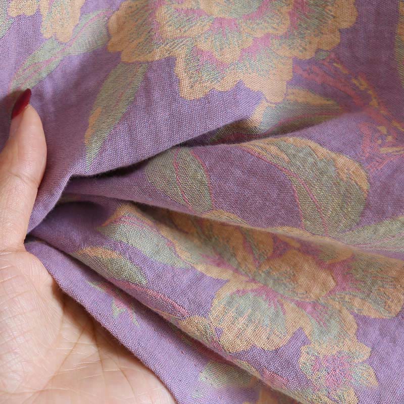 Buddha Stones 2pcs FLoral Pattern Long Sleeve Crew Neck Button Shirt Pants With Pockets Cotton Set  - image 23