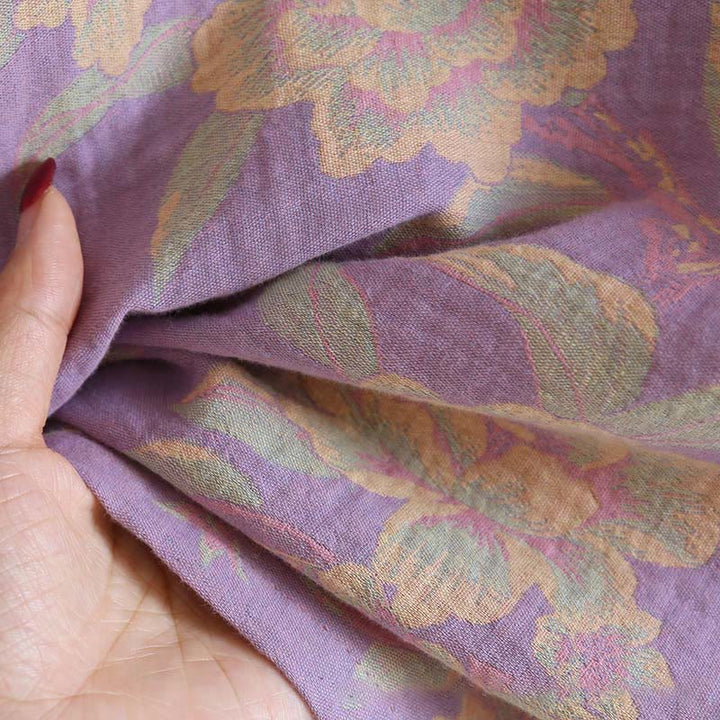 Buddha Stones 2pcs FLoral Pattern Long Sleeve Crew Neck Button Shirt Pants With Pockets Cotton Set  - image 23