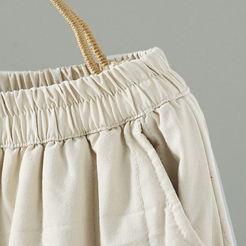 Buddha Stones Women's Ethnic Embroidery Flower Thermal Cotton Pants With Pockets - image 5