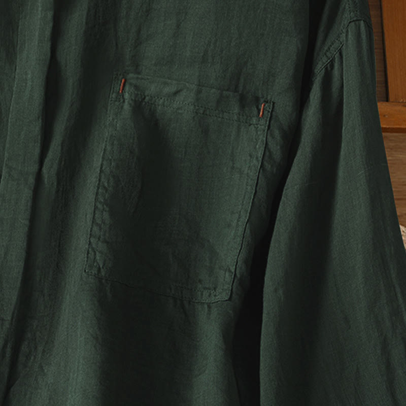 Buddha Stones Fall Commute Lapel Women's Long Sleeve Shirt With Pocket - image 6