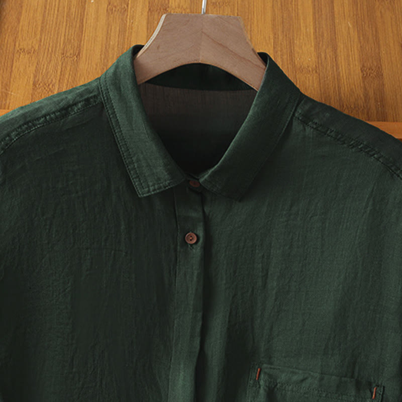 Buddha Stones Fall Commute Lapel Women's Long Sleeve Shirt With Pocket - image 3