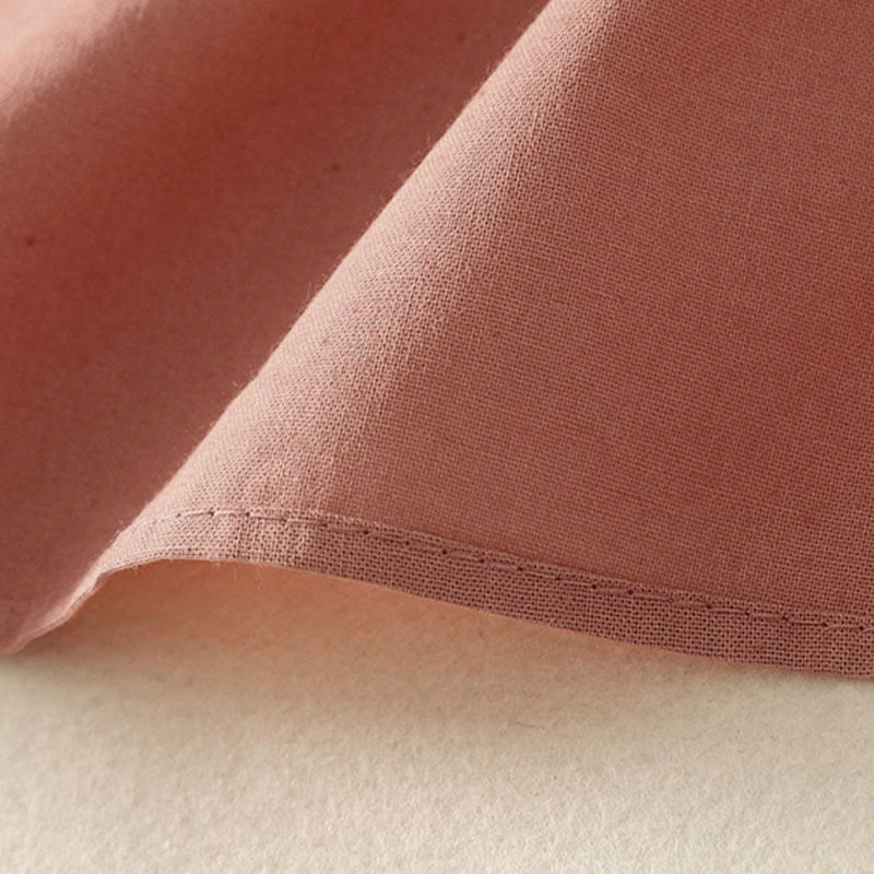 Buddha Stones Fall Solid Color Lapel Buttons Long Sleeve Cotton Midi Dress With Pockets - image 8