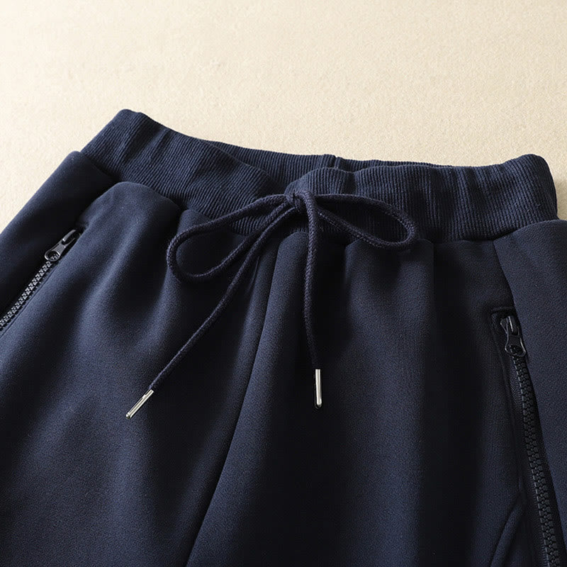 Buddha Stones Midnightblue Zipper Thermal Fleece-lined Women's Wide Leg Pants With Pockets - image 2