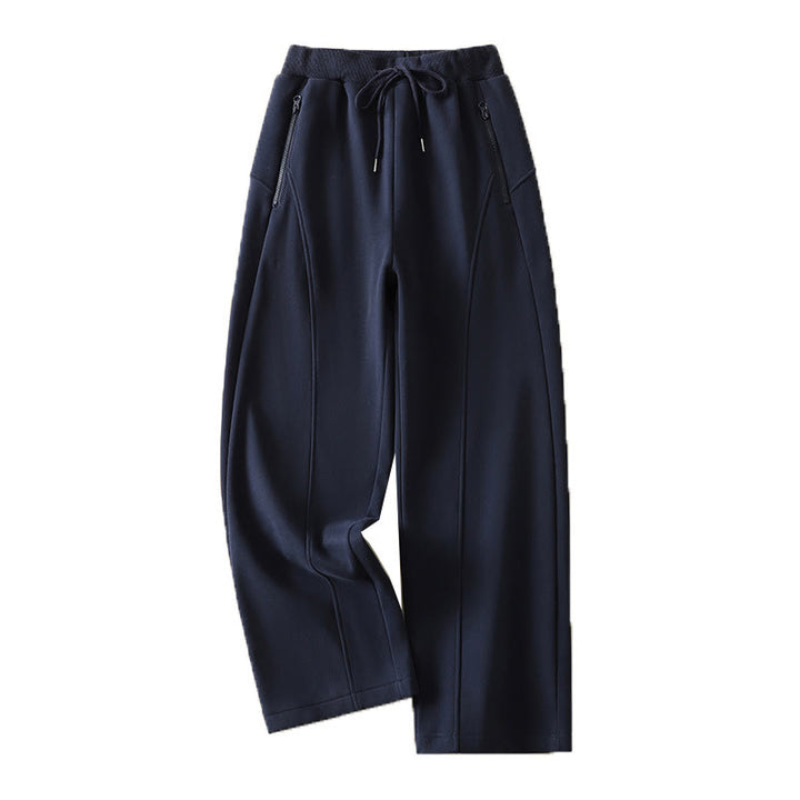Buddha Stones Midnightblue Zipper Thermal Fleece-lined Women's Wide Leg Pants With Pockets - image 11