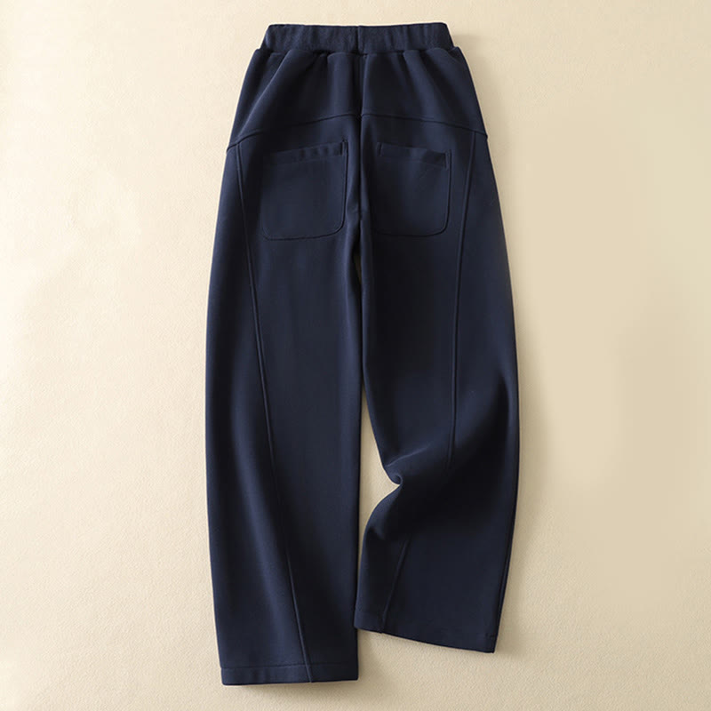 Buddha Stones Midnightblue Zipper Thermal Fleece-lined Women's Wide Leg Pants With Pockets - image 1