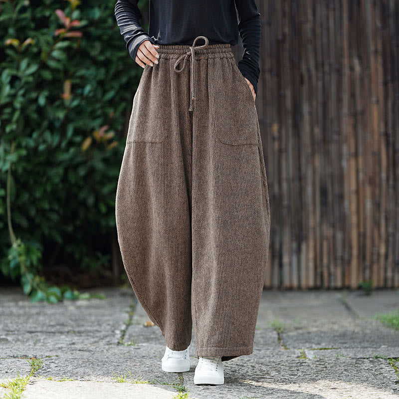 Buddha Stones Winter Men's Pure Color Drawstring Design Cotton High Waist Pants With Pockets - BurlyWood - US/UK/AU46，EU56 (5XL) - image 0