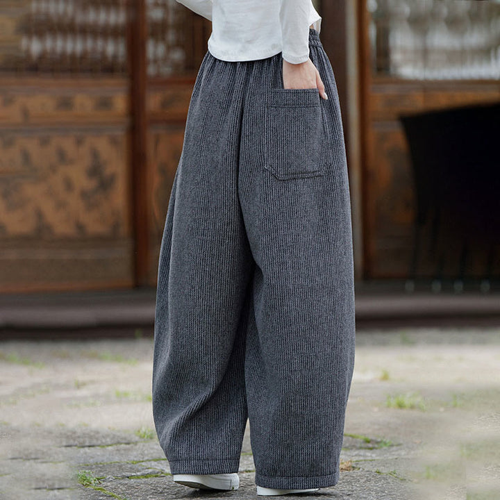 Buddha Stones Winter Men's Pure Color Drawstring Design Cotton High Waist Pants With Pockets - image 19