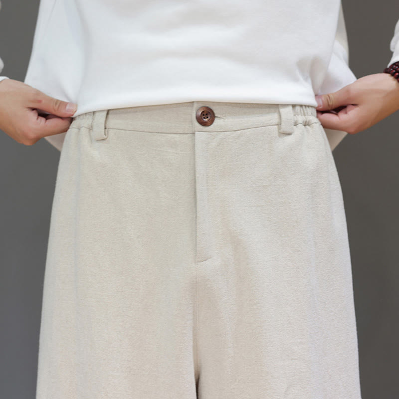 Buddha Stones Fall Sports Men's Pure Color Button Design Cotton Pants With Pockets - image 19