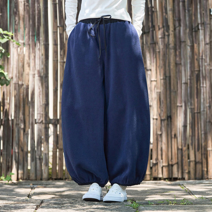 Buddha Stones Winter Men's Pure Color Elastic Cuff Design Cotton 9 Length Pants With Pockets - image 34